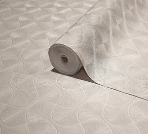Luxury Cream Geometric Textured Wallpaper, Premium Non-Woven Wall Covering, 41.7"W x 614"H, Washable Removable for Living Roo