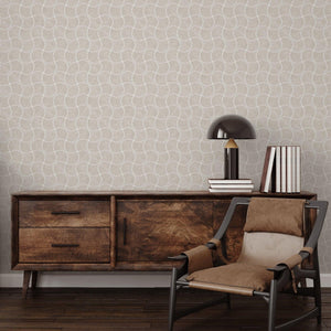Luxury Cream Geometric Textured Wallpaper, Premium Non-Woven Wall Covering, 41.7"W x 614"H, Washable Removable for Living Roo