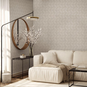 Luxury Cream Geometric Textured Wallpaper, Premium Non-Woven Wall Covering, 41.7"W x 614"H, Washable Removable for Living Roo