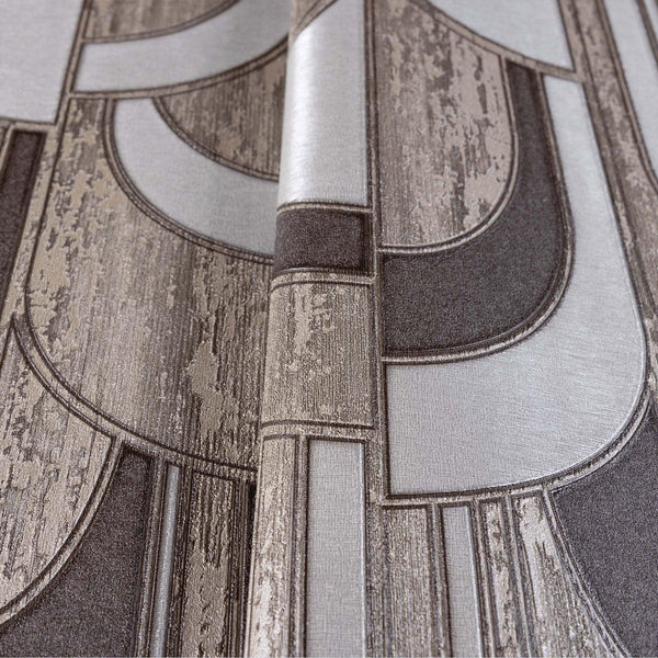 Luxury Brown Geometric Embossed 3D Embossed Wallpaper, Traditional Non-Woven Wall Covering, 41.7"W x 398"H, Washable Removabl