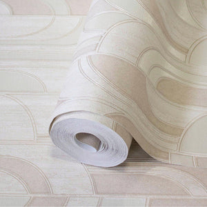 Luxury Cream Geometric Embossed 3D Embossed Wallpaper, Modern Non-Woven Wall Covering, 41.7"W x 398"H, Washable Removable for