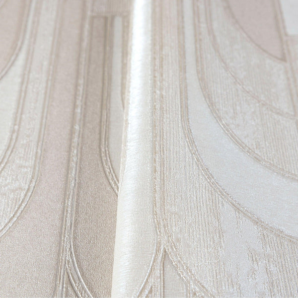 Luxury Cream Geometric Embossed 3D Embossed Wallpaper, Modern Non-Woven Wall Covering, 41.7"W x 398"H, Washable Removable for