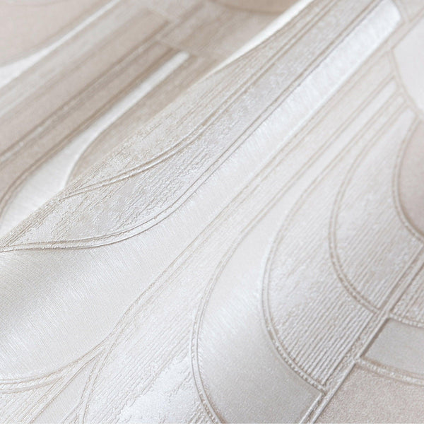 Luxury Cream Geometric Embossed 3D Embossed Wallpaper, Modern Non-Woven Wall Covering, 41.7"W x 398"H, Washable Removable for