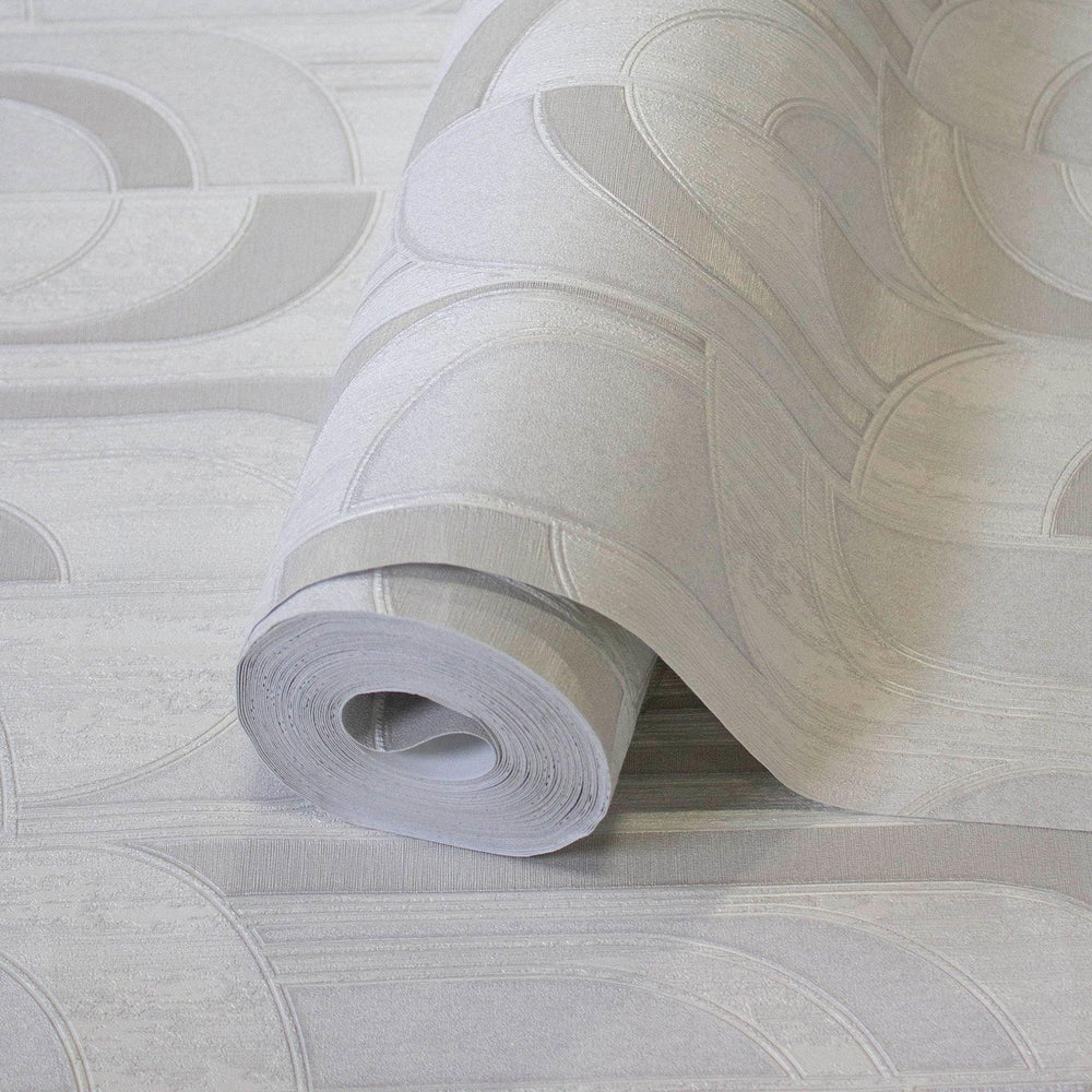 Luxury White Geometric Embossed 3D Embossed Wallpaper, Boho Non-Woven Wall Covering, 41.7"W x 398"H, Washable Removable for L