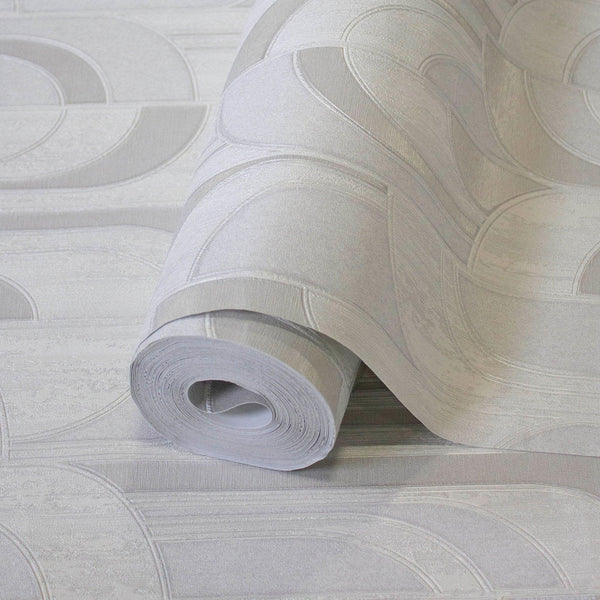 Luxury White Geometric Embossed 3D Embossed Wallpaper, Boho Non-Woven Wall Covering, 41.7"W x 398"H, Washable Removable for L