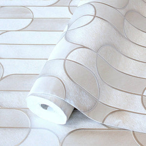 Luxury Beige Geometric Embossed 3D Embossed Wallpaper, Farmhouse Non-Woven Wall Covering, 41.7"W x 614"H, Washable Removable 