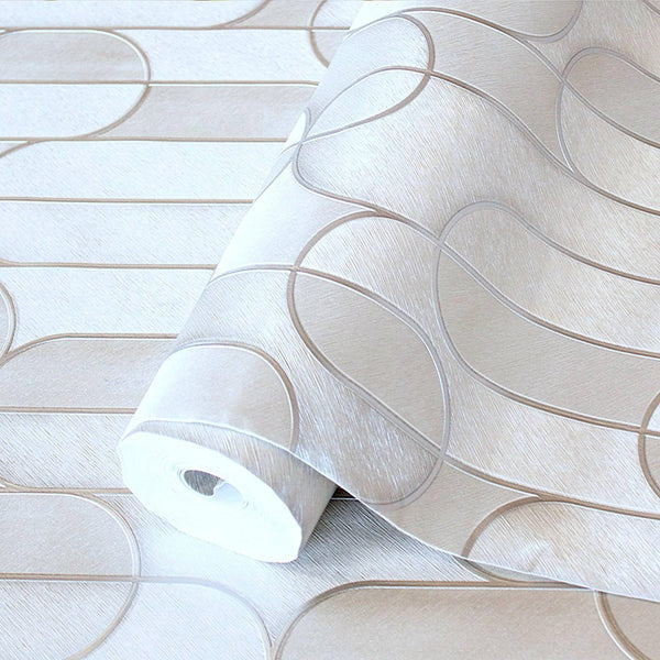 Luxury Beige Geometric Embossed 3D Embossed Wallpaper, Farmhouse Non-Woven Wall Covering, 41.7"W x 614"H, Washable Removable 