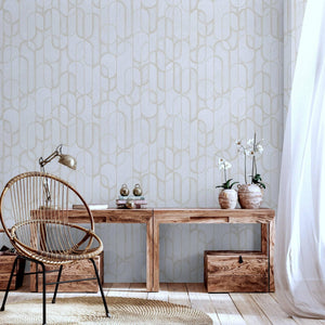 Luxury Beige Geometric Embossed 3D Embossed Wallpaper, Farmhouse Non-Woven Wall Covering, 41.7"W x 614"H, Washable Removable 