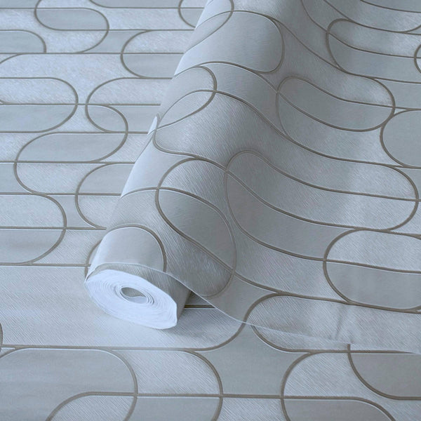 Luxury Gray Geometric Embossed 3D Embossed Wallpaper, Contemporary Non-Woven Wall Covering, 41.7"W x 614"H, Washable Removabl
