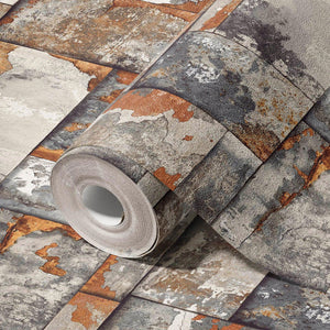 Luxury Gray Stone Embossed 3D Embossed Wallpaper, Industrial Non-Woven Wall Covering, 41.7"W x 398"H, Washable Removable for 
