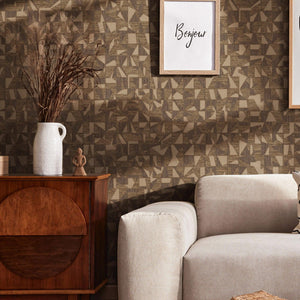 Luxury Gold Abstract Geometric Wallpaper, Farmhouse Non-Woven Wall Covering, 41.7"W x 614"H, Washable Removable for Living Ro