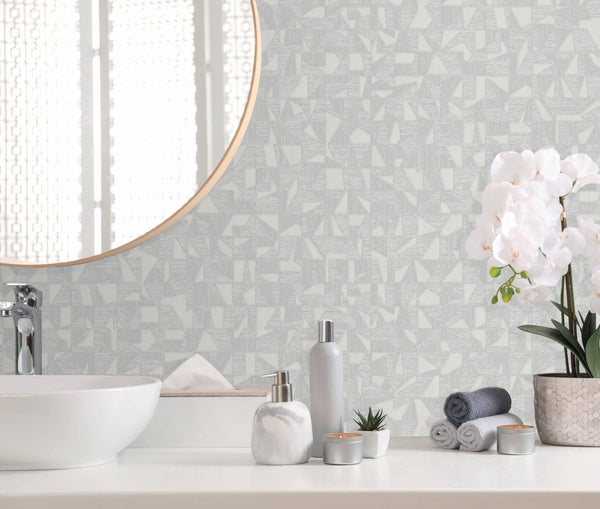 Luxury Gray Abstract Geometric Wallpaper, Premium Non-Woven Wall Covering, 41.7"W x 614"H, Washable Removable for Living Room