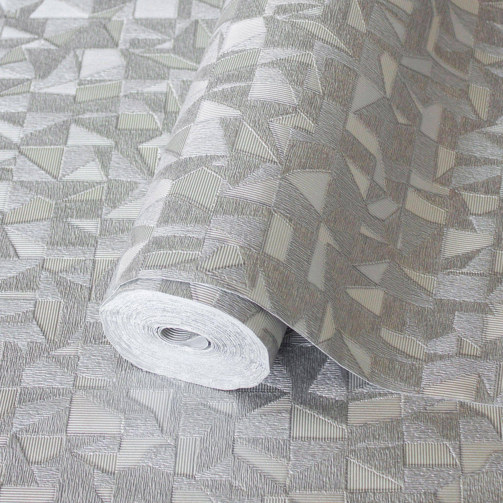 Luxury Gray Abstract Geometric Wallpaper, Contemporary Non-Woven Wall Covering, 41.7"W x 614"H, Washable Removable for Living