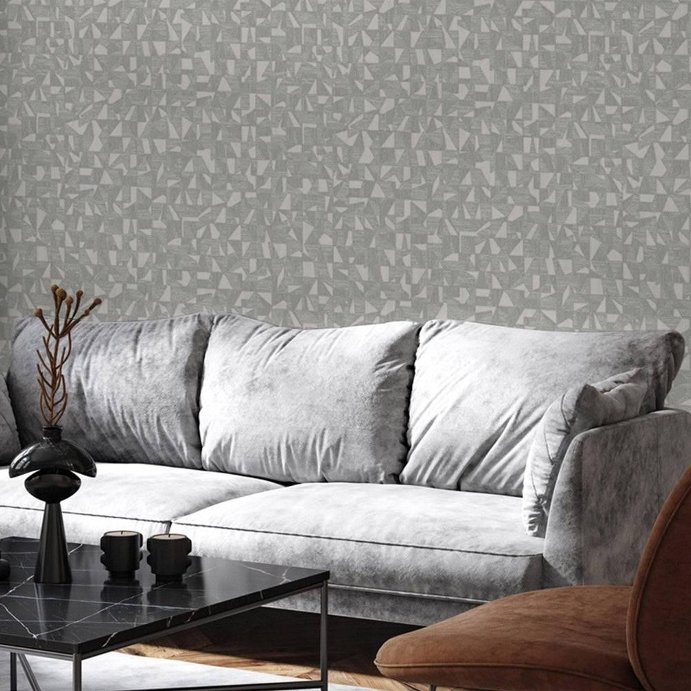 Luxury Gray Abstract Geometric Wallpaper, Contemporary Non-Woven Wall Covering, 41.7"W x 614"H, Washable Removable for Living