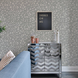 Luxury Gray Abstract Geometric Wallpaper, Contemporary Non-Woven Wall Covering, 41.7"W x 614"H, Washable Removable for Living