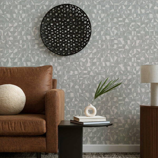 Luxury Gray Abstract Geometric Wallpaper, Contemporary Non-Woven Wall Covering, 41.7"W x 614"H, Washable Removable for Living