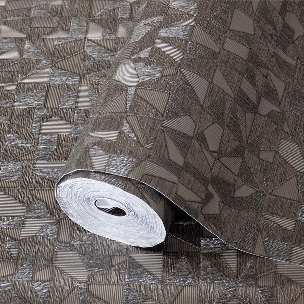 Luxury Brown Abstract Geometric Wallpaper, Premium Non-Woven Wall Covering, 41.7"W x 614"H, Washable Removable for Living Roo