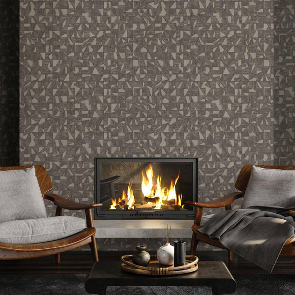 Luxury Brown Abstract Geometric Wallpaper, Premium Non-Woven Wall Covering, 41.7"W x 614"H, Washable Removable for Living Roo
