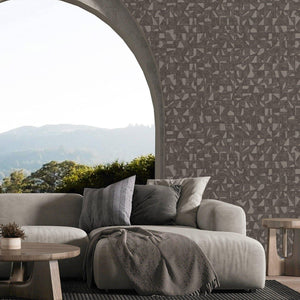 Luxury Brown Abstract Geometric Wallpaper, Premium Non-Woven Wall Covering, 41.7"W x 614"H, Washable Removable for Living Roo