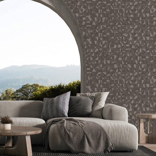 Luxury Brown Abstract Geometric Wallpaper, Premium Non-Woven Wall Covering, 41.7"W x 614"H, Washable Removable for Living Roo