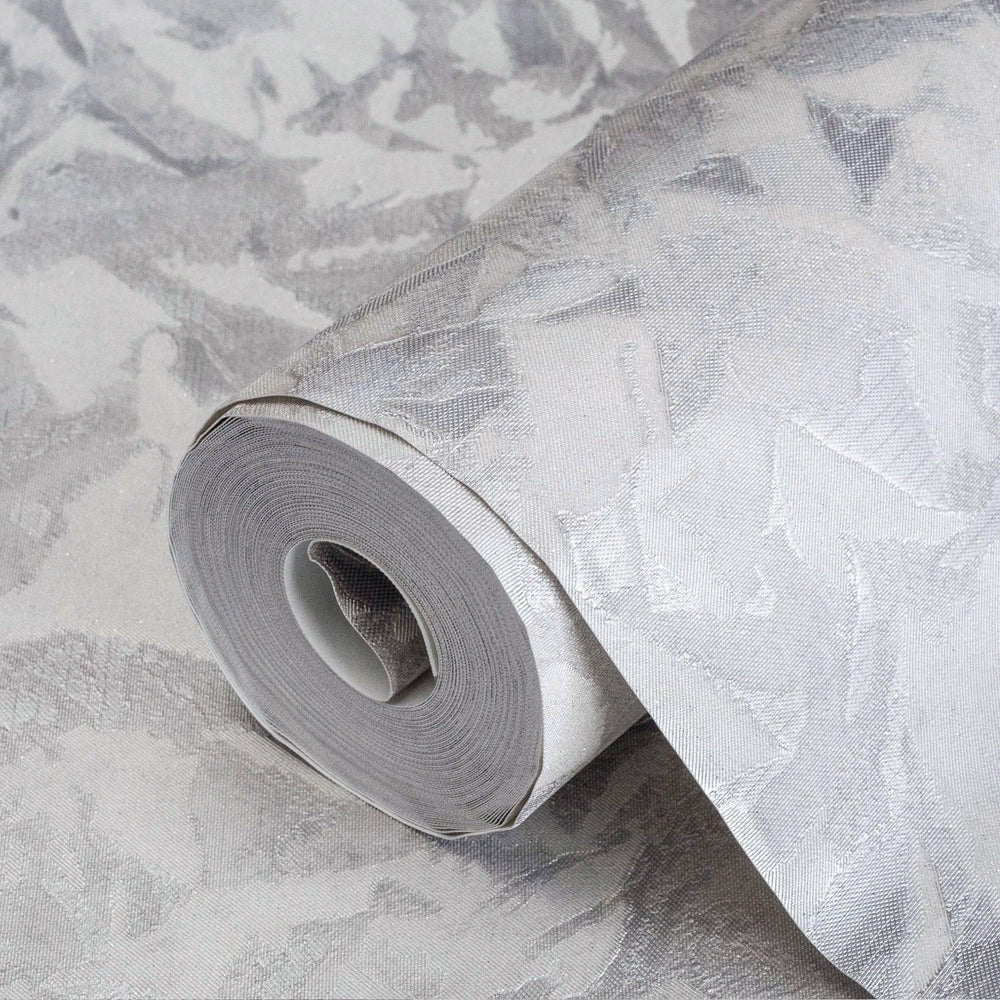 Luxury Silver Abstract Wallpaper, Premium Non-Woven Wall Covering, 41.7"W x 398"H, Washable Removable for Living Room Bedroom