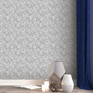 Luxury Silver Abstract Wallpaper, Premium Non-Woven Wall Covering, 41.7"W x 398"H, Washable Removable for Living Room Bedroom