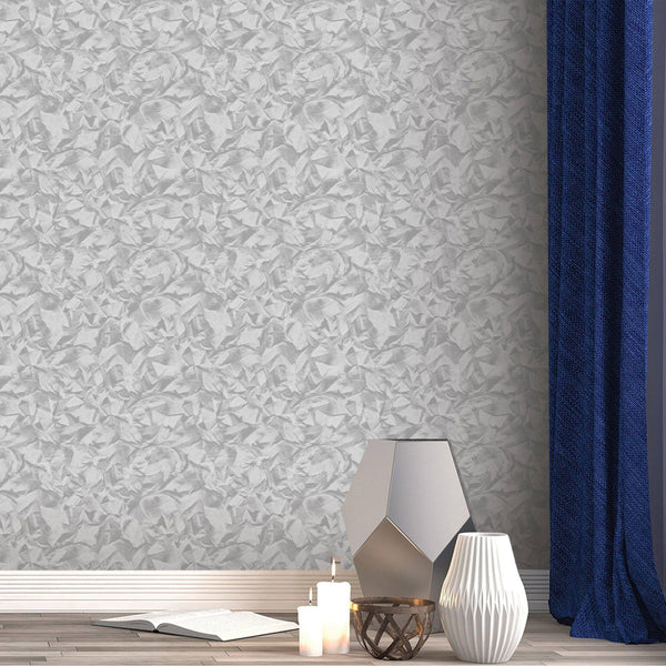 Luxury Silver Abstract Wallpaper, Premium Non-Woven Wall Covering, 41.7"W x 398"H, Washable Removable for Living Room Bedroom