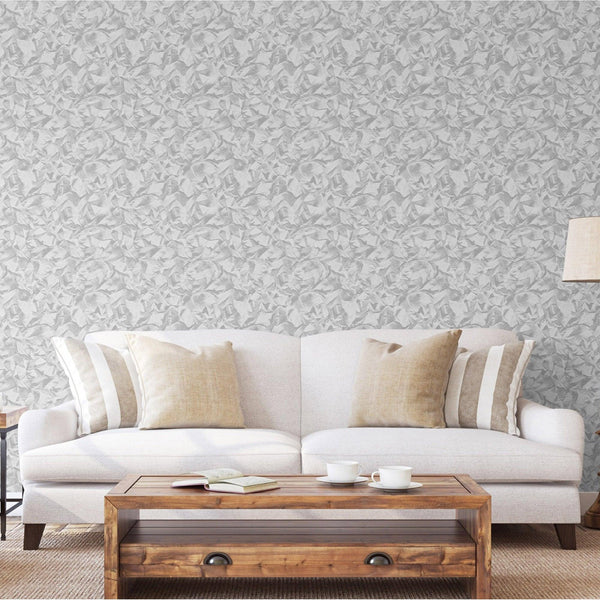 Luxury Silver Abstract Wallpaper, Premium Non-Woven Wall Covering, 41.7"W x 398"H, Washable Removable for Living Room Bedroom