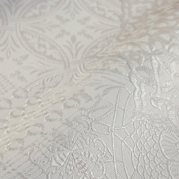 Luxury Silver Abstract Damask 3D Embossed Wallpaper, Mediterranean Non-Woven Wall Covering, 41.7"W x 398"H, Washable Removabl