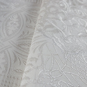 Luxury Silver Abstract Damask 3D Embossed Wallpaper, Mediterranean Non-Woven Wall Covering, 41.7"W x 398"H, Washable Removabl