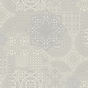 Luxury Silver Abstract Damask 3D Embossed Wallpaper, Mediterranean Non-Woven Wall Covering, 41.7"W x 398"H, Washable Removabl