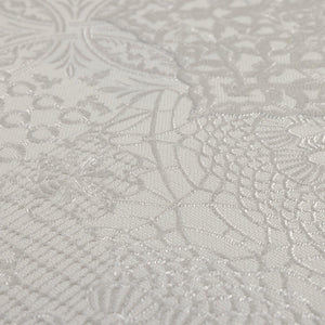 Luxury Silver Abstract Damask 3D Embossed Wallpaper, Mediterranean Non-Woven Wall Covering, 41.7"W x 398"H, Washable Removabl