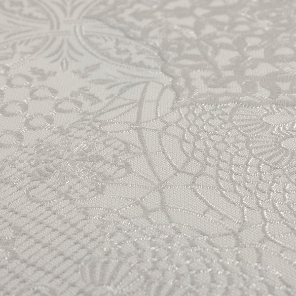 Luxury Silver Abstract Damask 3D Embossed Wallpaper, Mediterranean Non-Woven Wall Covering, 41.7"W x 398"H, Washable Removabl