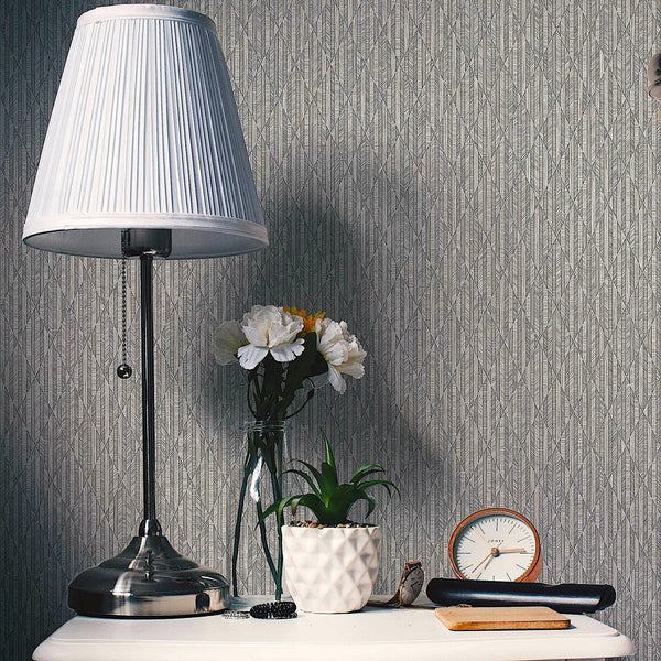 Luxury Gray Geometric Embossed 3D Embossed Wallpaper, Boho Non-Woven Wall Covering, 41.7"W x 614"H, Washable Removable for Li