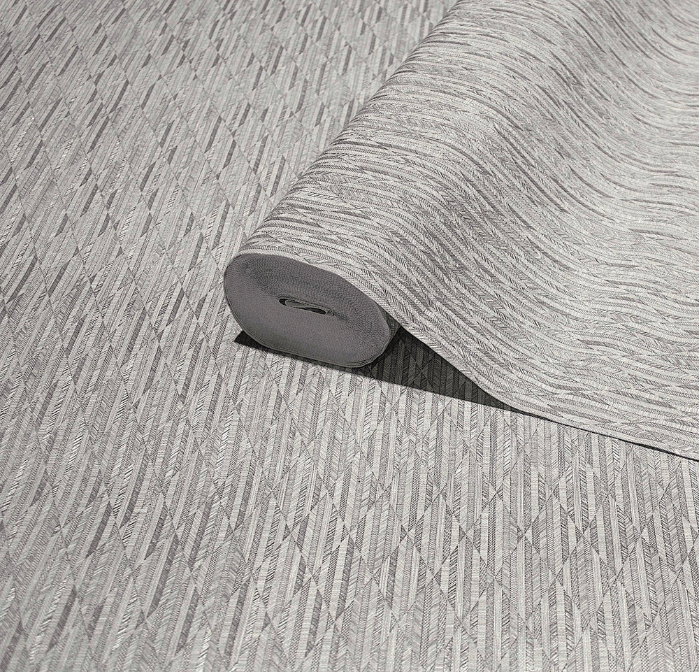 Luxury Gray Geometric Embossed 3D Embossed Wallpaper, Boho Non-Woven Wall Covering, 41.7"W x 614"H, Washable Removable for Li