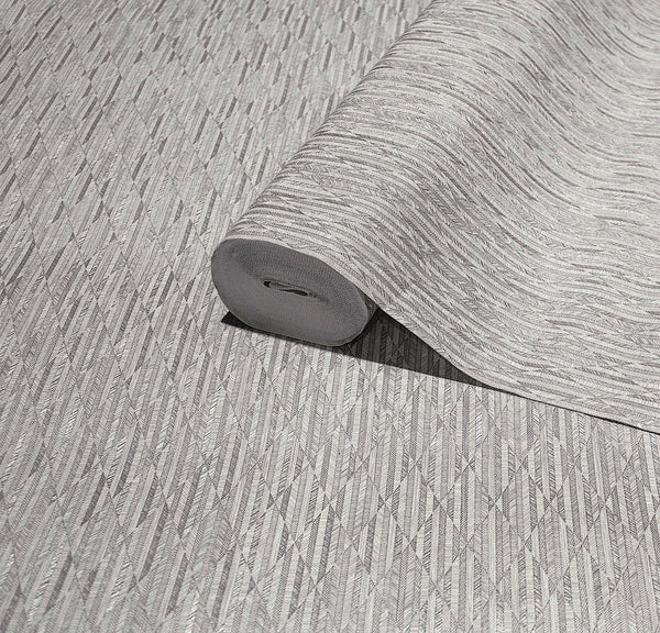 Luxury Gray Geometric Embossed 3D Embossed Wallpaper, Boho Non-Woven Wall Covering, 41.7"W x 614"H, Washable Removable for Li