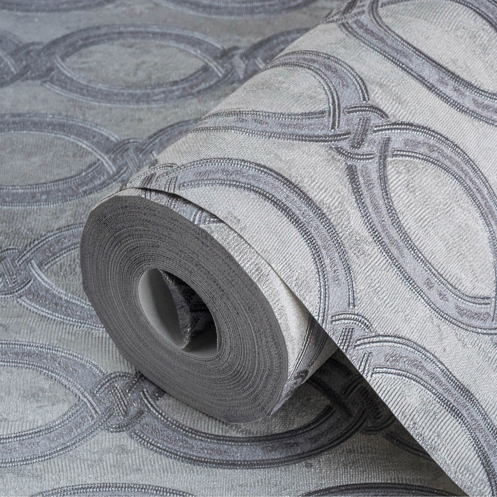 Luxury Silver Geometric Embossed 3D Embossed Wallpaper, Boho Non-Woven Wall Covering, 41.7"W x 398"H, Washable Removable for 