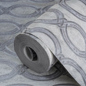 Luxury Silver Geometric Embossed 3D Embossed Wallpaper, Boho Non-Woven Wall Covering, 41.7"W x 398"H, Washable Removable for 