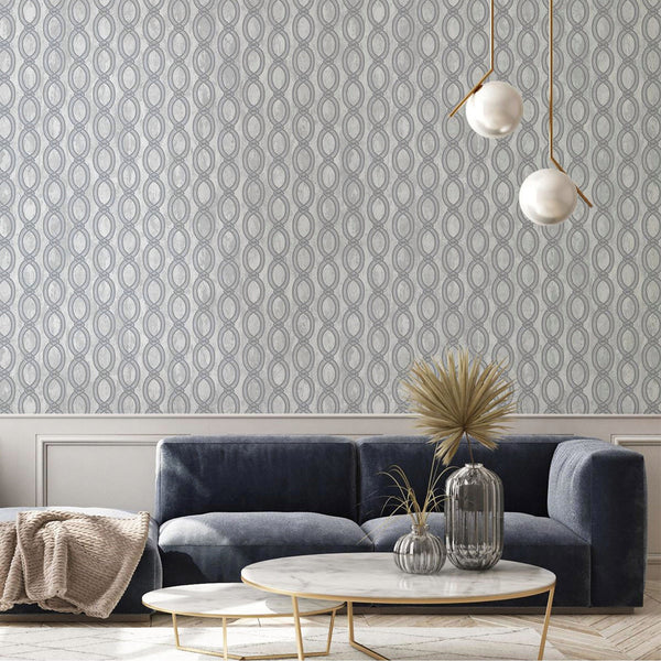 Luxury Silver Geometric Embossed 3D Embossed Wallpaper, Boho Non-Woven Wall Covering, 41.7"W x 398"H, Washable Removable for 