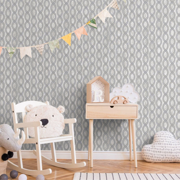 Luxury Silver Geometric Embossed 3D Embossed Wallpaper, Boho Non-Woven Wall Covering, 41.7"W x 398"H, Washable Removable for 