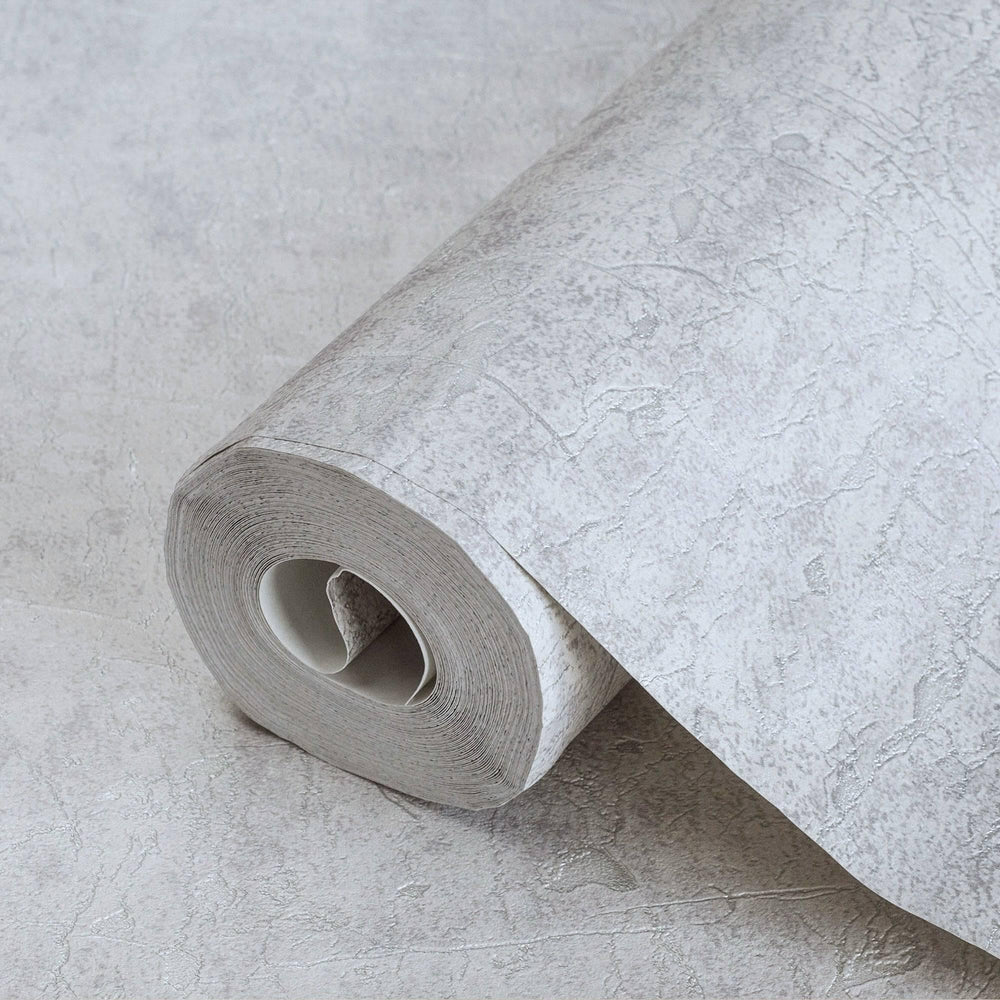 Luxury Silver Abstract Textured 3D Embossed Wallpaper, Industrial Non-Woven Wall Covering, 41.7"W x 398"H, Washable Removable