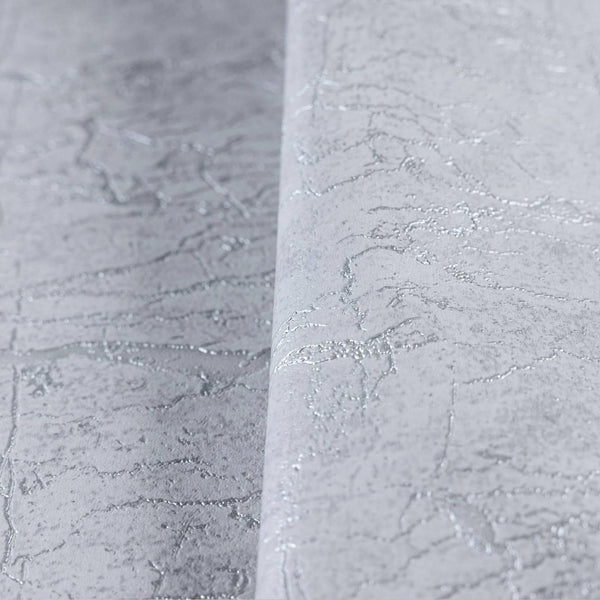 Luxury Silver Abstract Textured 3D Embossed Wallpaper, Industrial Non-Woven Wall Covering, 41.7"W x 398"H, Washable Removable