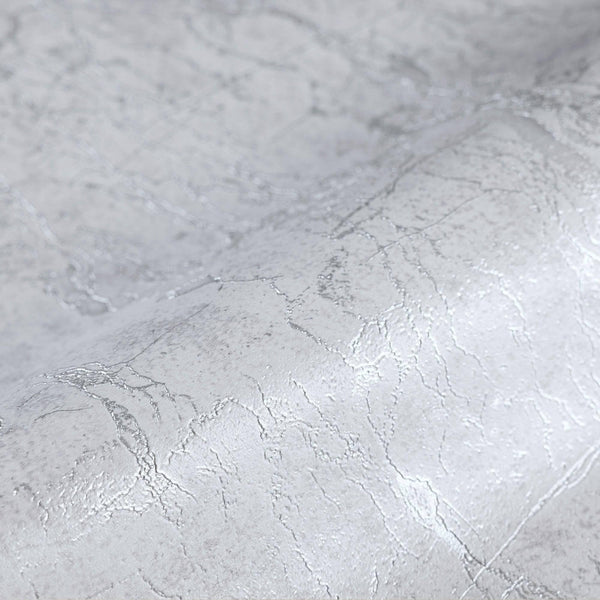 Luxury Silver Abstract Textured 3D Embossed Wallpaper, Industrial Non-Woven Wall Covering, 41.7"W x 398"H, Washable Removable