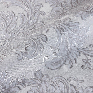 Luxury Silver Damask Embossed 3D Embossed Wallpaper, Coastal Non-Woven Wall Covering, 41.7"W x 398"H, Washable Removable for 