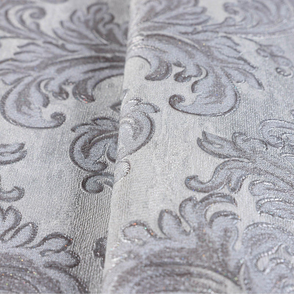 Luxury Silver Damask Embossed 3D Embossed Wallpaper, Coastal Non-Woven Wall Covering, 41.7"W x 398"H, Washable Removable for 