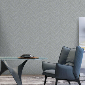 Luxury Silver Chevron Geometric Wallpaper, Contemporary Non-Woven Wall Covering, 41.7"W x 398"H, Washable Removable for Livin