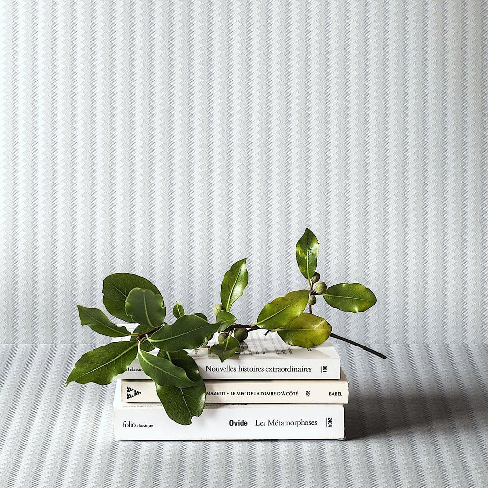 Luxury Silver Chevron Embossed 3D Embossed Wallpaper, Coastal Non-Woven Wall Covering, 41.7"W x 614"H, Washable Removable for