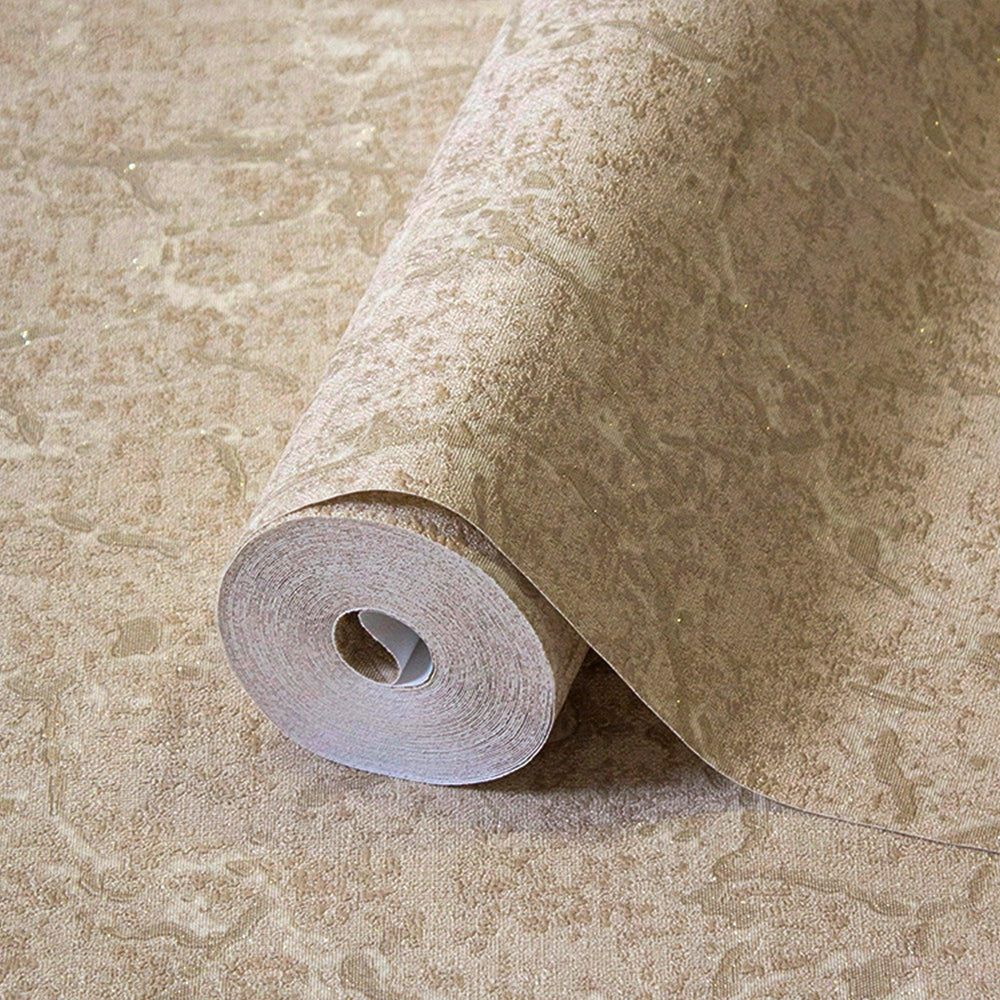 Luxury Beige Abstract Textured Wallpaper, Glam Non-Woven Wall Covering, 41.7"W x 398"H, Washable Removable for Living Room Be