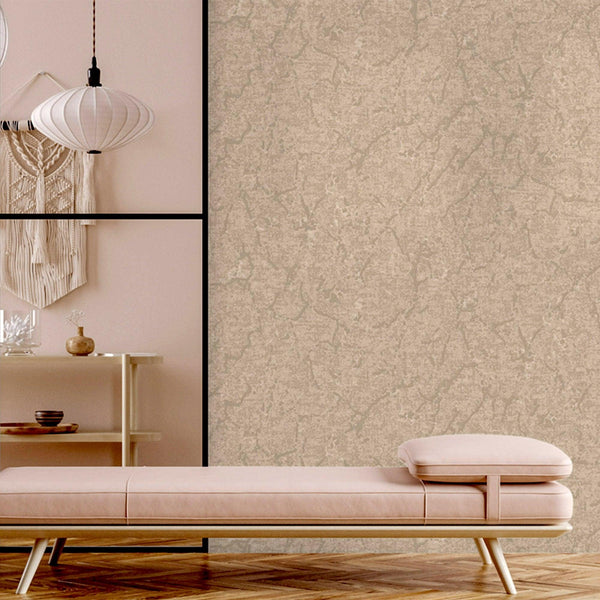 Luxury Beige Abstract Textured Wallpaper, Glam Non-Woven Wall Covering, 41.7"W x 398"H, Washable Removable for Living Room Be