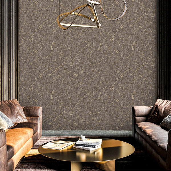 Luxury Brown Abstract Textured Wallpaper, Contemporary Non-Woven Wall Covering, 41.7"W x 398"H, Washable Removable for Living